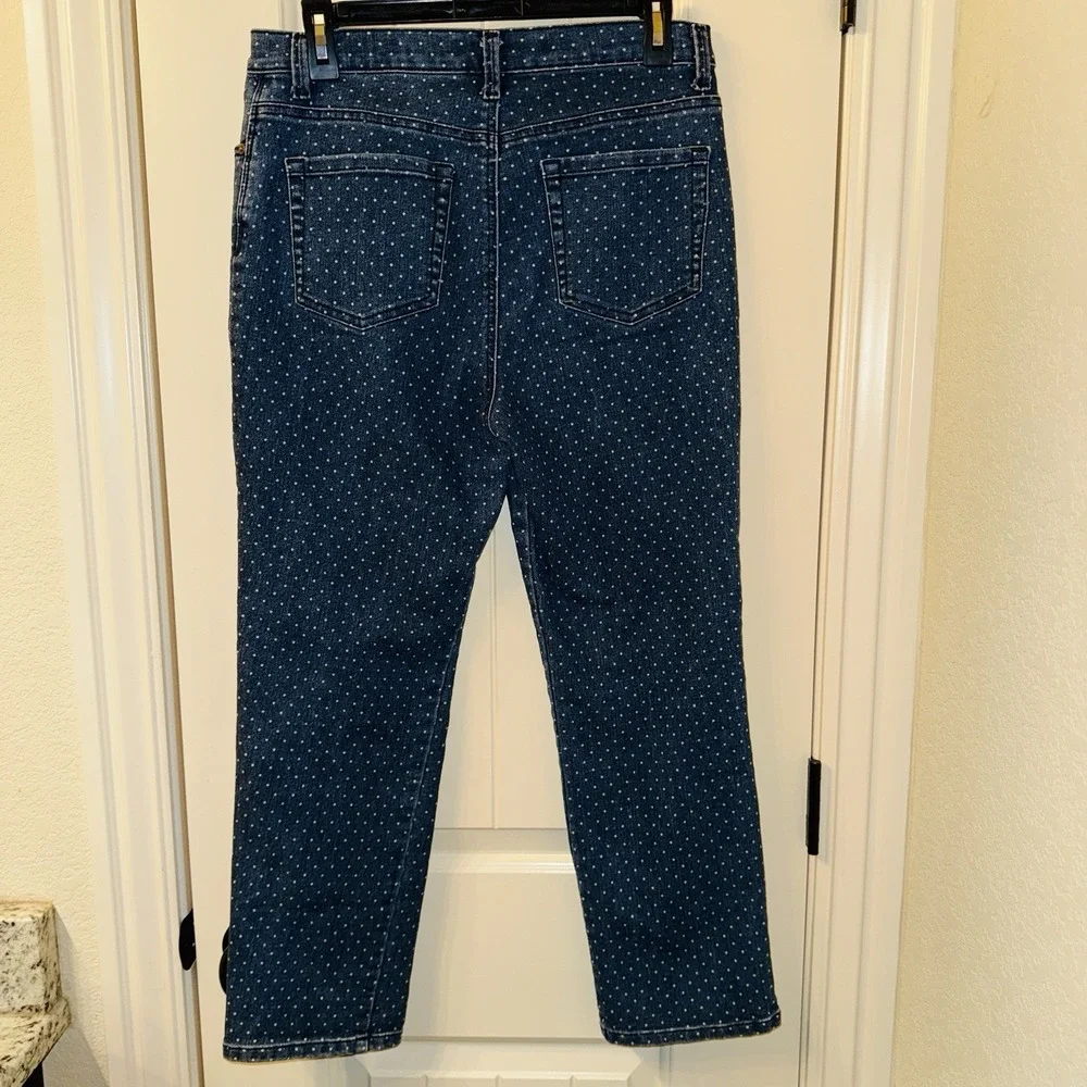 Gloria Vanderbilt Amanda Jeans 12P Blue Polka Dot Tapered Leg High Rise Petite - Picture 8 of 8
